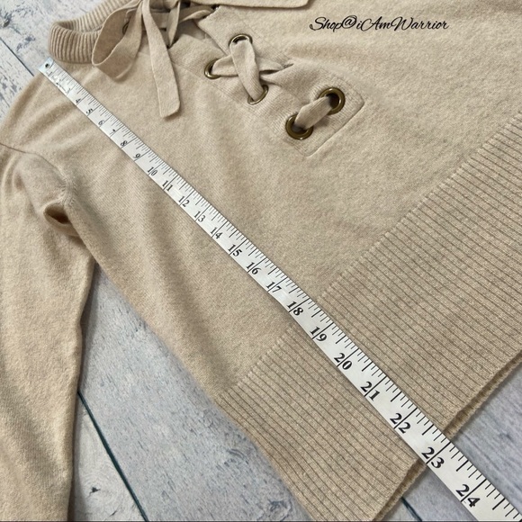 J.Crew light tan lace-up cashmere pullover sweater *shop@iamwarrior - Picture 5 of 8